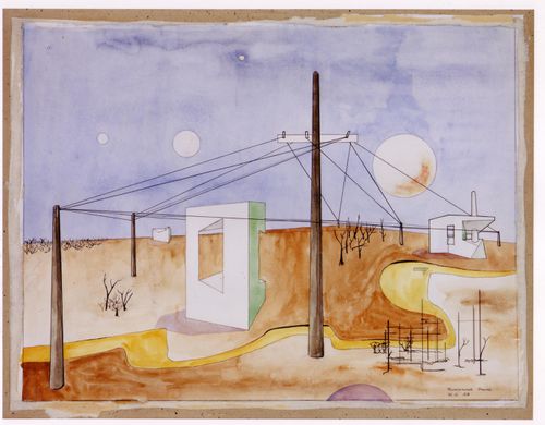 Watercolour entitled Humanised Prairie