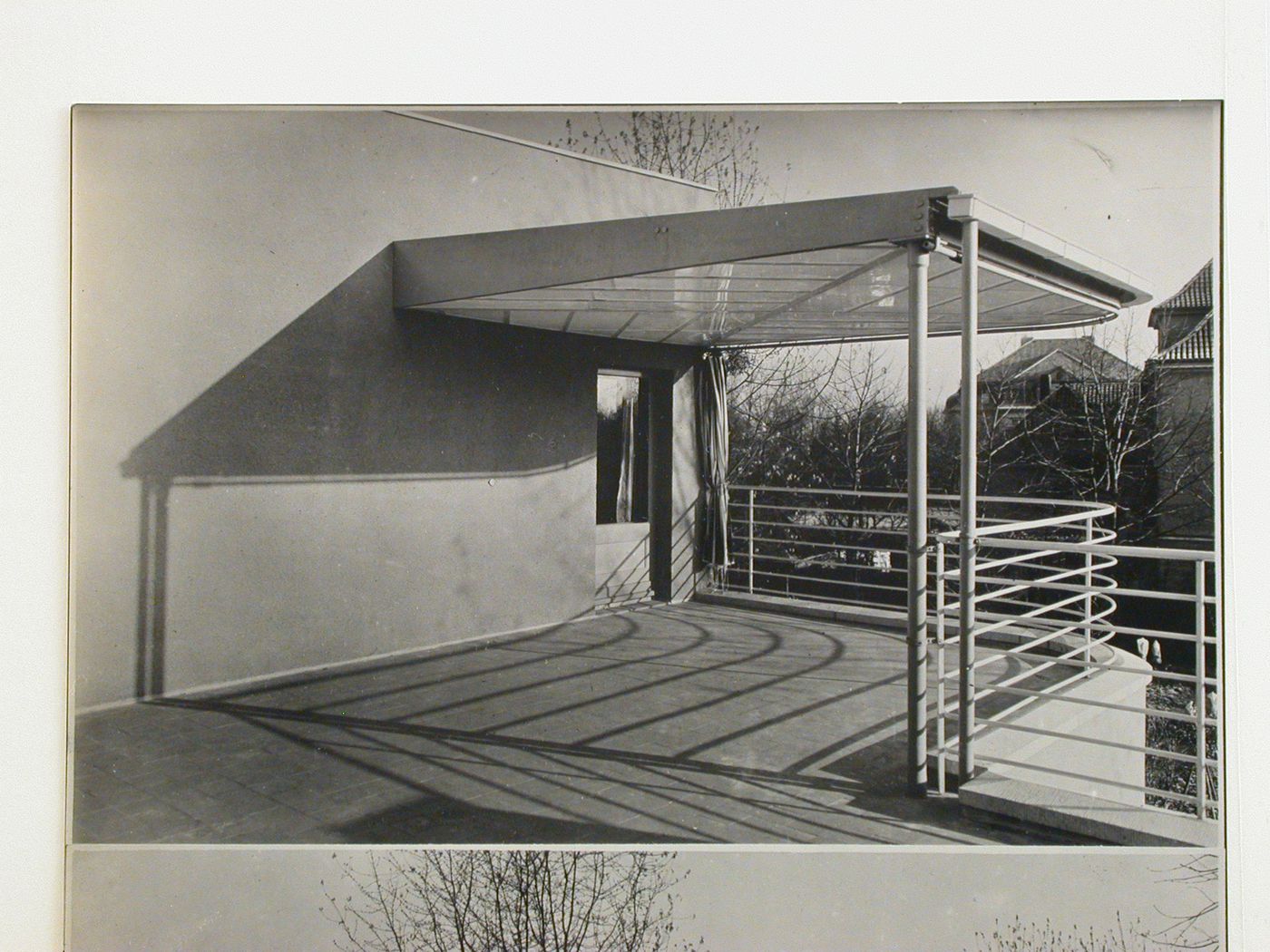View of balcony of Dr. Kriebel's house, Breslau, Poland