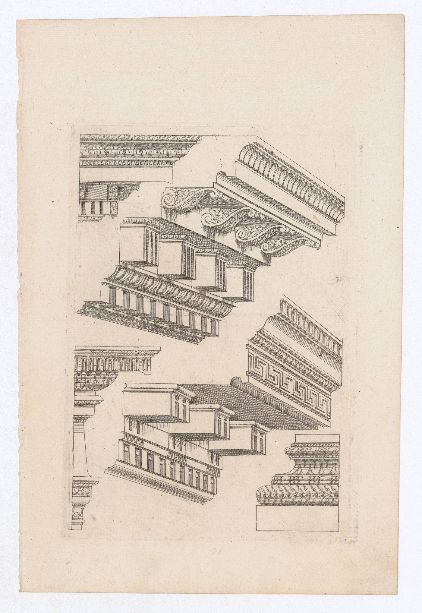 Designs for cornices and column base