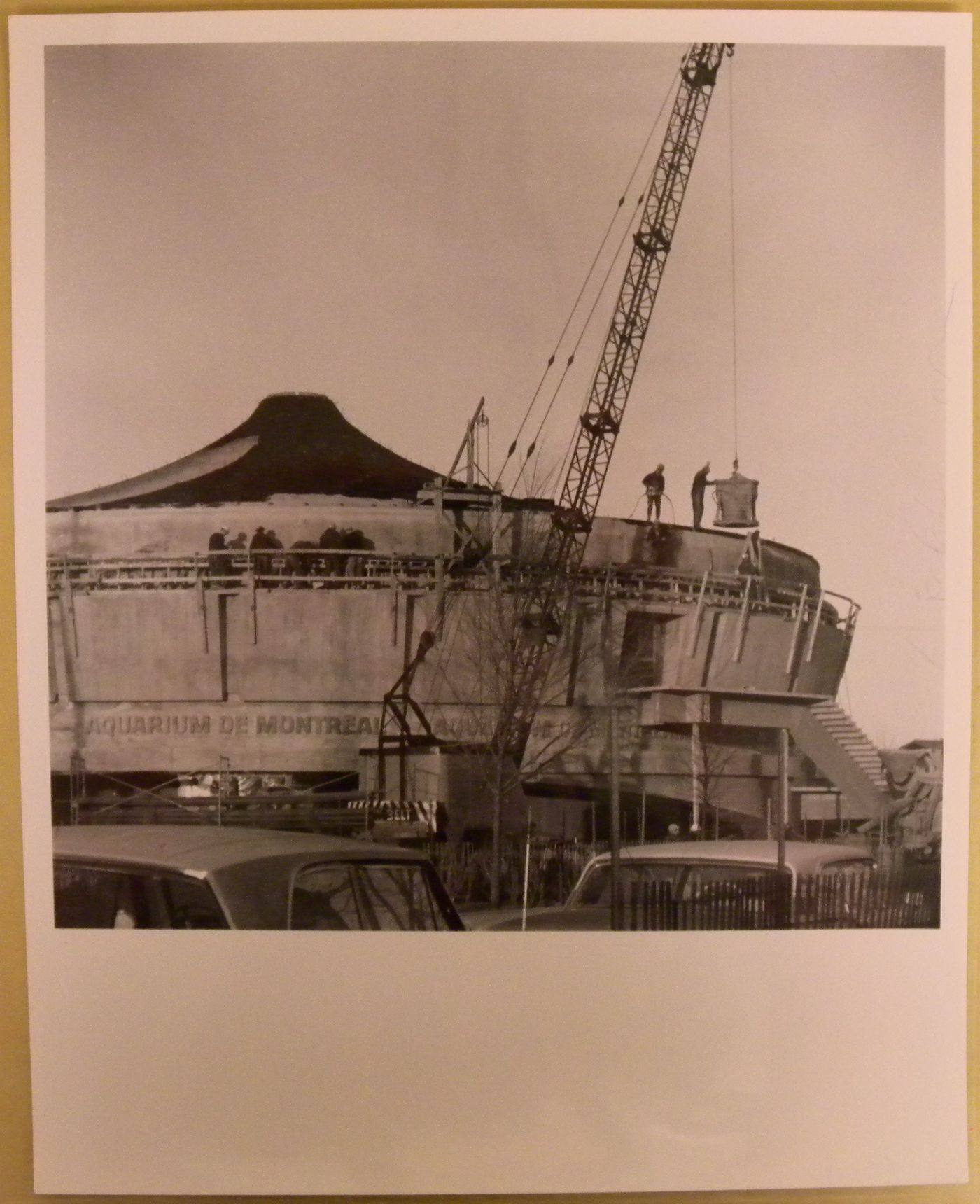 View of the Alcan Dolphin Pool at its construction stage, Expo 67, Montréal, Québec