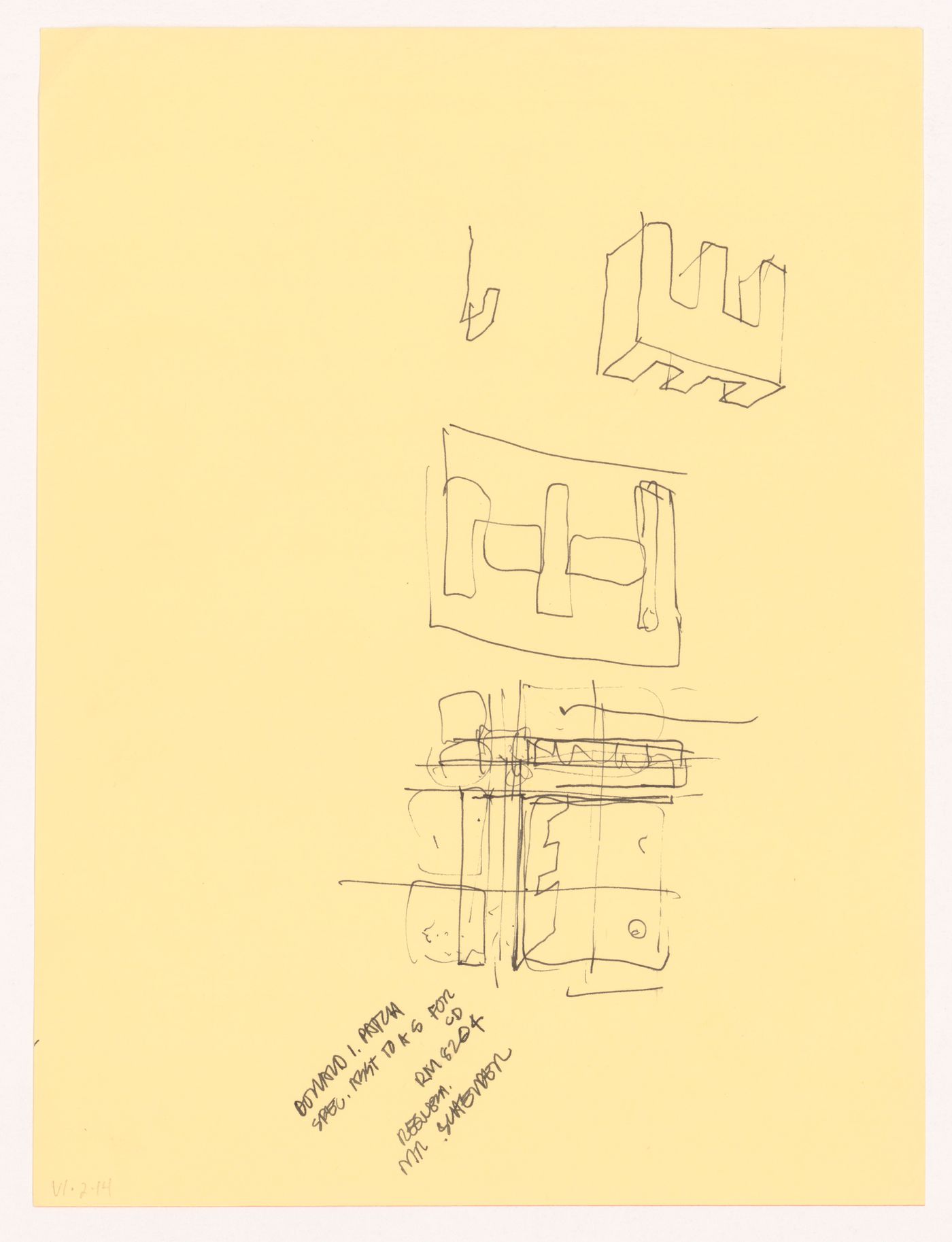 Sketches with notes for House VI, Cornwall, Connecticut