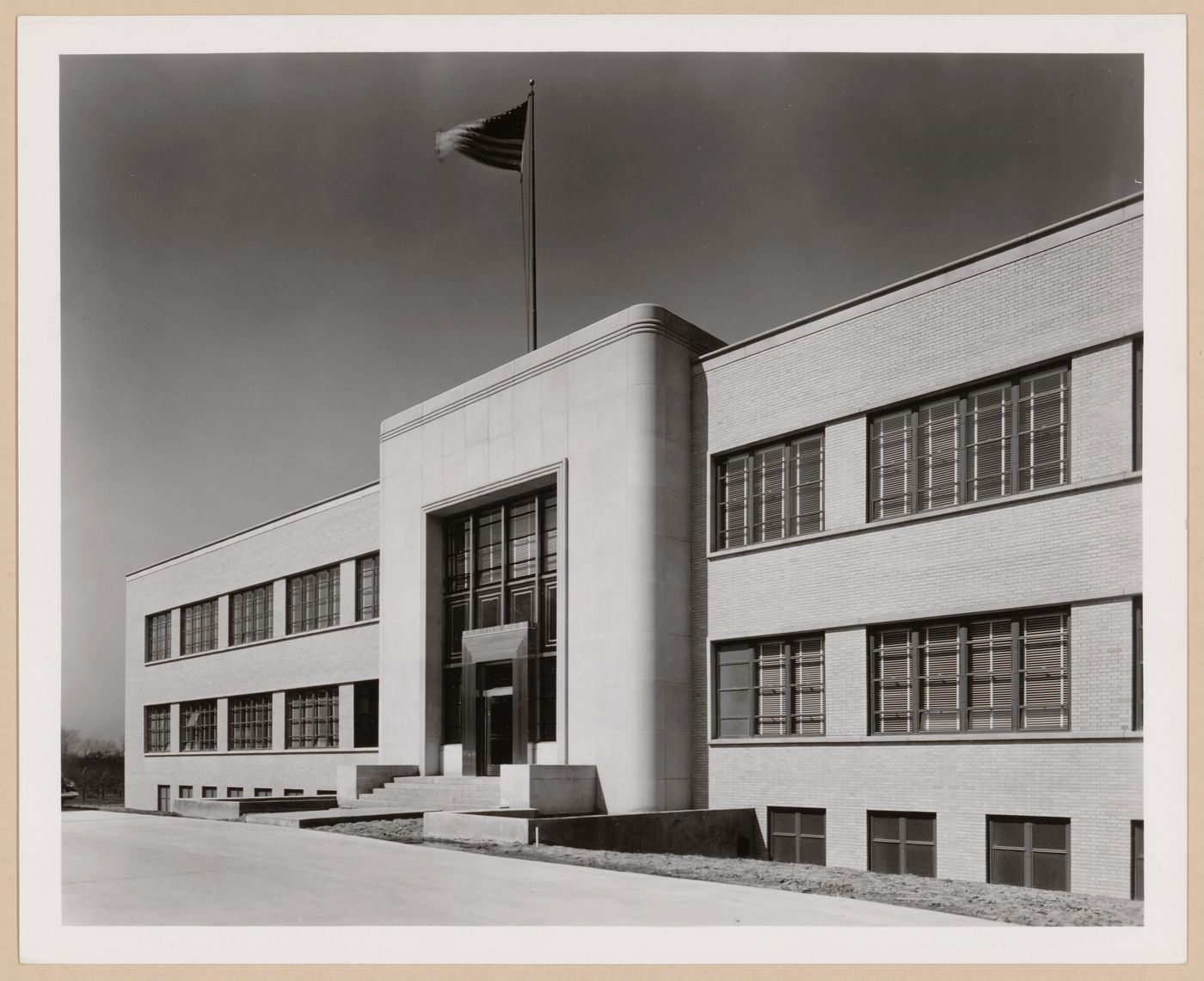 View of the principal façade of the Administration Building, Thompson Aircraft Products, Inc. Airplane Assembly Plant, Euclid, Ohio
