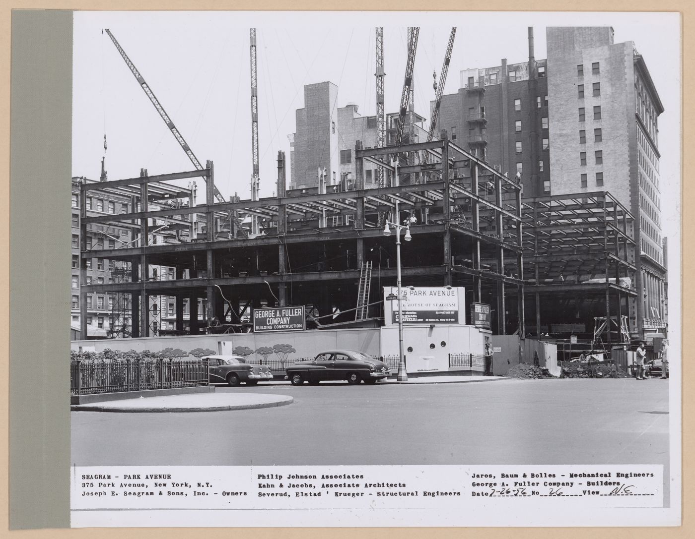 Seagram building under construction, 375 Park avenue, New York, N.Y., north-east view