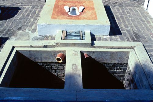 View of sanitary installation used for the Human Settlement Training Package "Package 5: Low-cost Technologies: Pour-Flush Sanitation System"