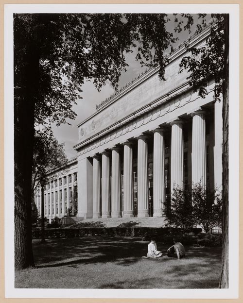 View of the main entrance to Angell Hall, 435 State Street, University of Michigan, Ann Arbor, Michigan