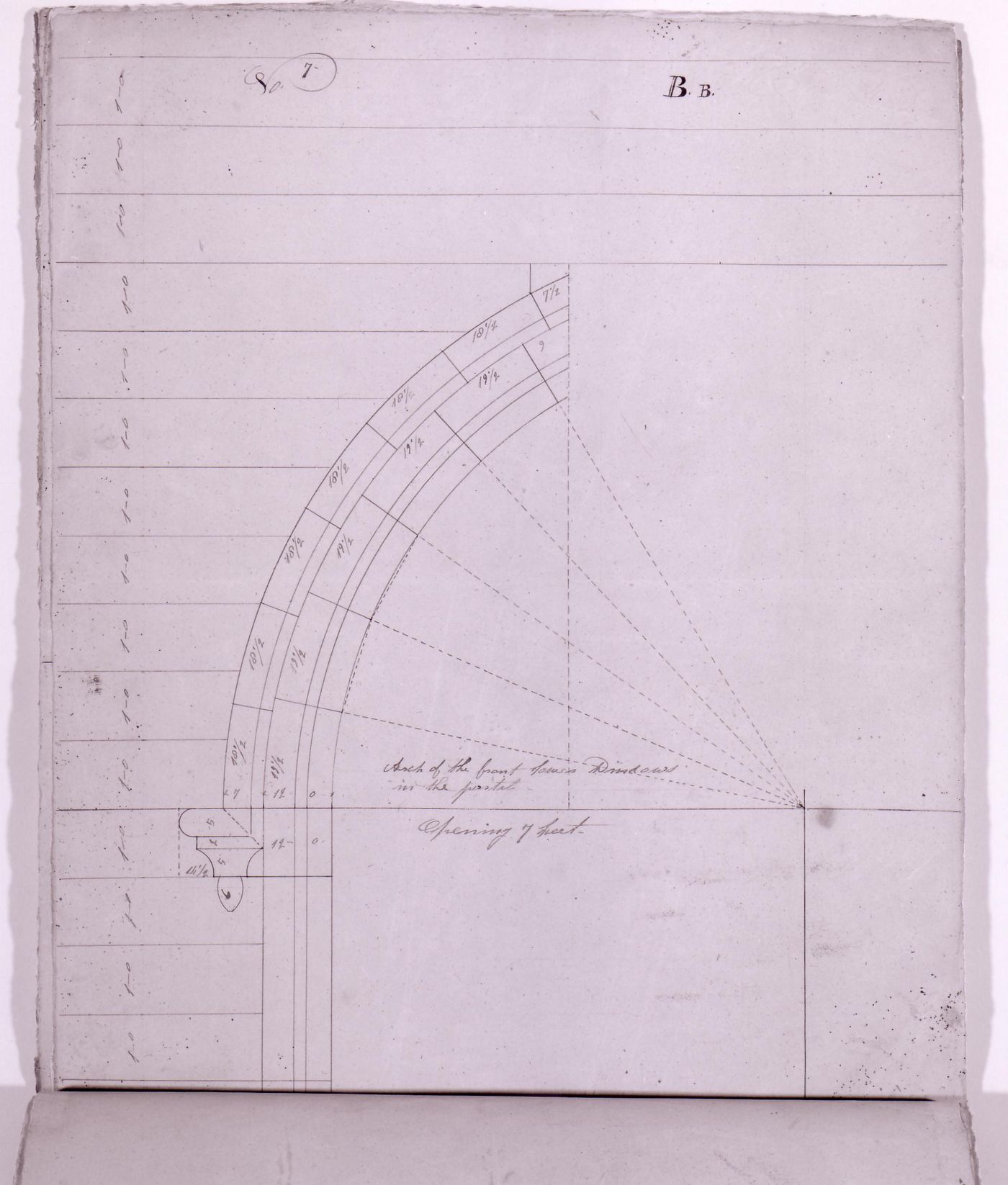 Elevation for masonry mouldings for the tower windows for Notre-Dame de Montréal