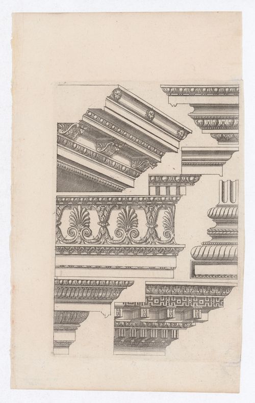 Designs for cornices, frieze and column base