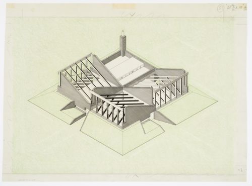 School Assembly Hall, Brunswick Park Primary School, London, England: axonometric