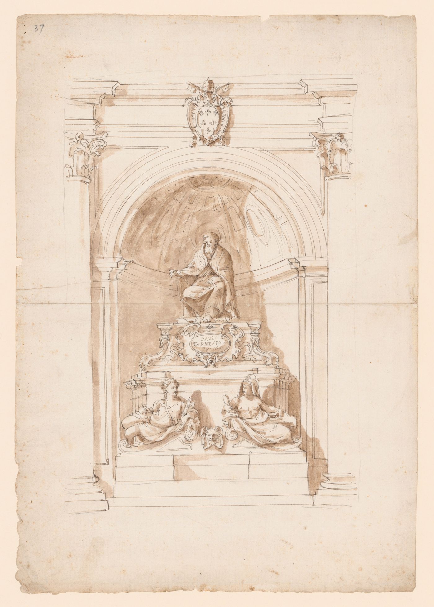 Sketch elevation of Della Porta's tomb of Paul III, St. Peter's, Rome