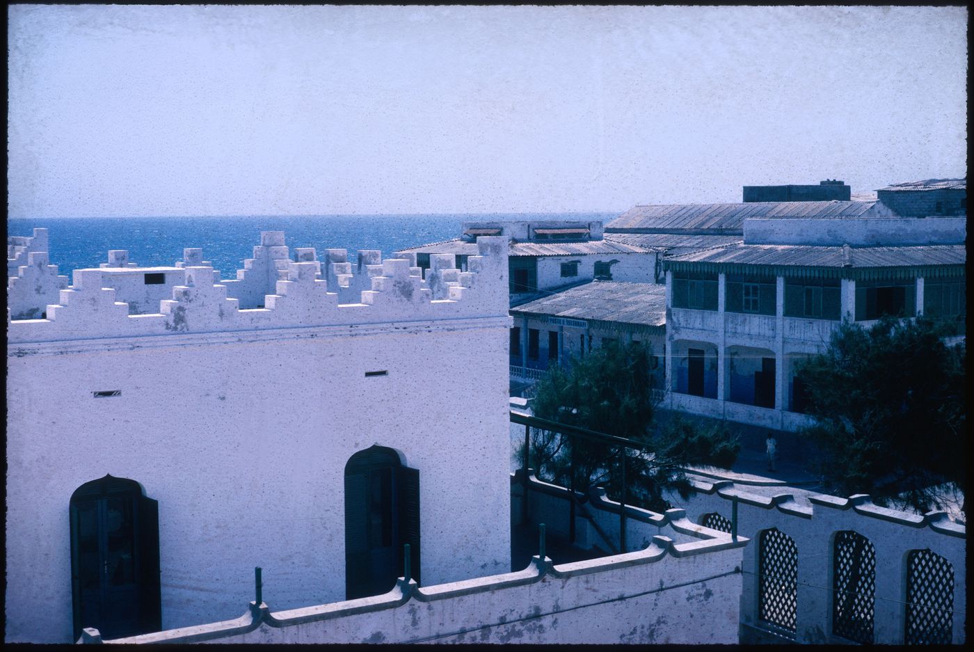 View of former post office building (right), Mogadishu, Somalia