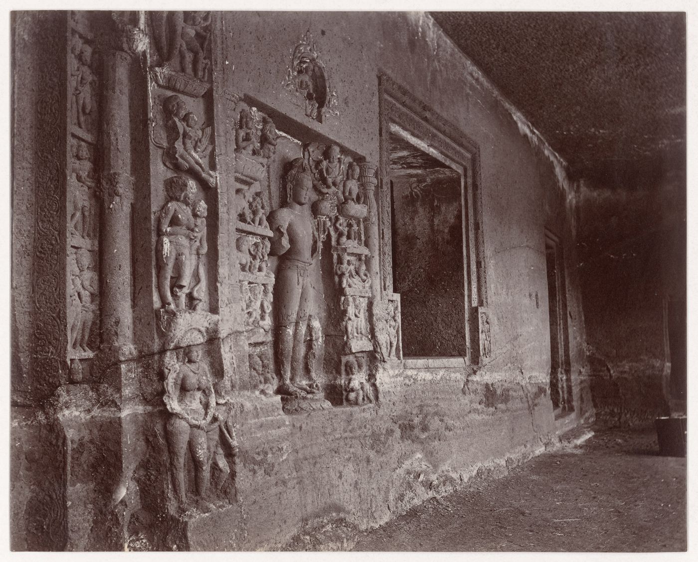 View of the portico of Cave 4, Ajanta, India
