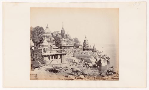View of the Manikarnika Burning Ghat, Benares (now Varanasi), India