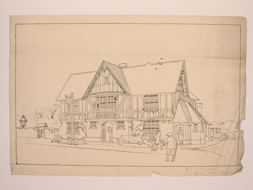 Perspectival view showing Spring Cottage, England