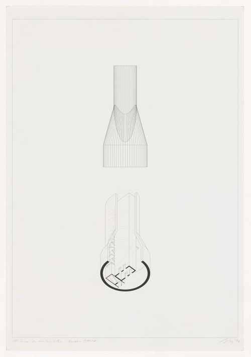 Exploded axonometric for a lift for the metro station "Baixa Chiado" for Reconstrução do Chiado [Reconstruction of the Chiado area], Lisbon