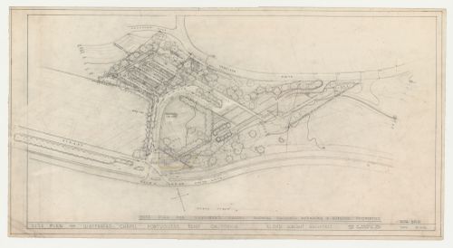Wayfarers' Chapel, Palos Verdes, California: Site plan showing proposed parking lot on adjacent property