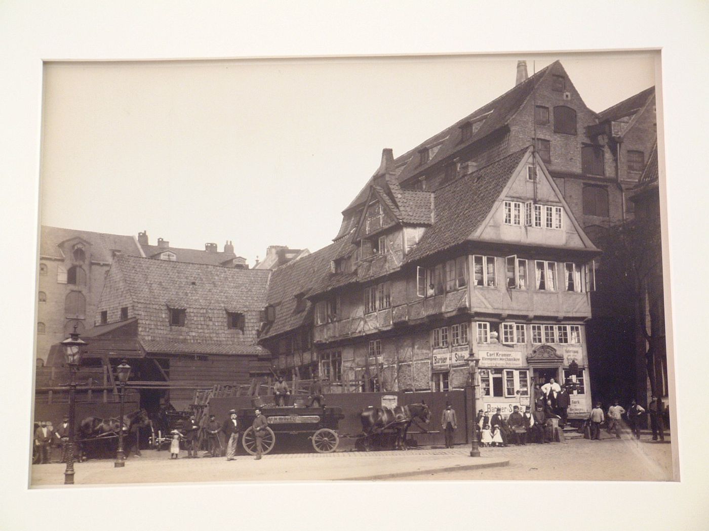 View of Brook street with shops and houses, Hamburg, Germany