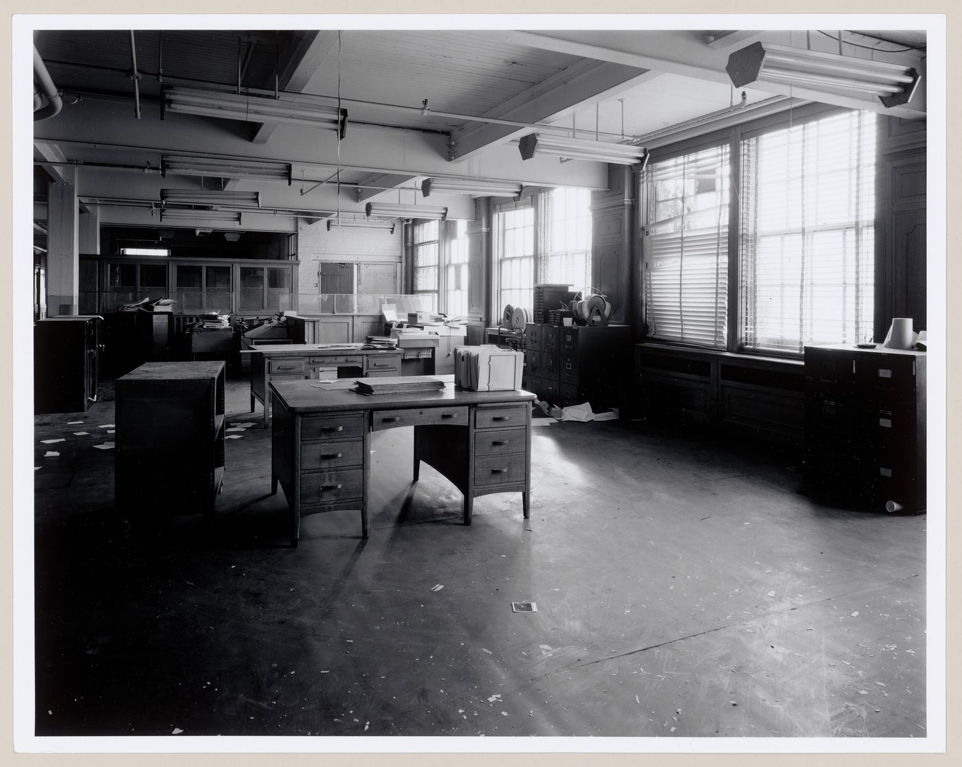 Interior view of the main office area on the second floor of the administration building of the Belding Corticelli Spinning Mill, Montréal, Québec