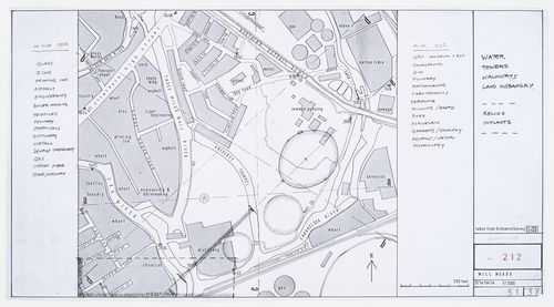 Mills: site map with lists of activities for 1958 and 1992