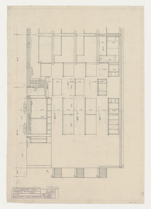 Street elevation for type AL housing units, Hellerhof Housing Estate, Frankfurt am Main, Germany