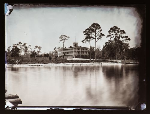 View across the river of the Union Hotel near Green Cove Springs, Florida, United States of America