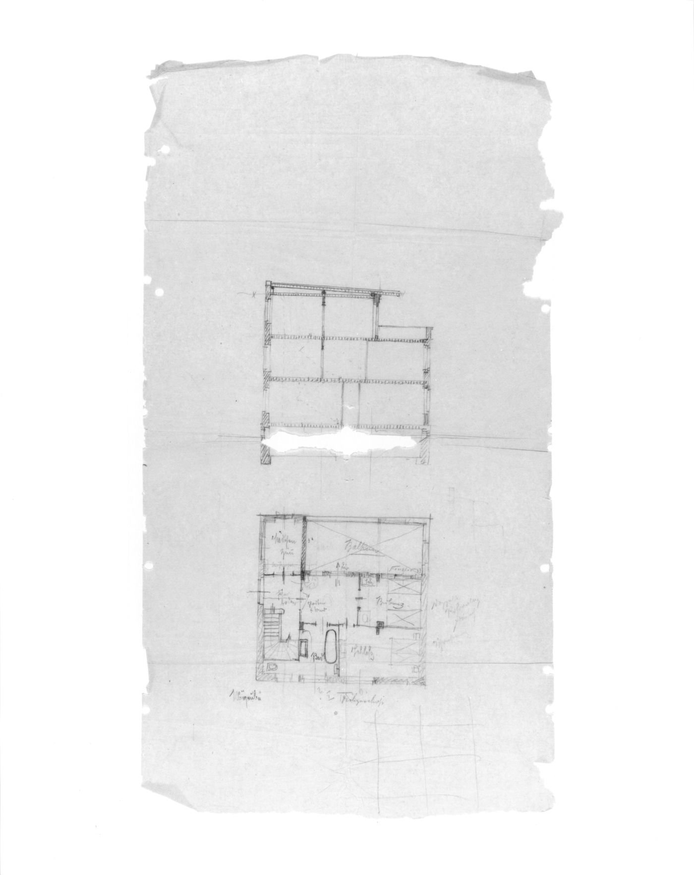 Dr Rabe House, Zwenkau - plan &section