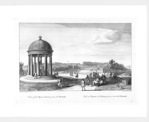 View of the Queen's Theatre from the Rotunda; from a portfolio of engravings of the gardens at Stowe at Buckingham, Buckinghamshire, England