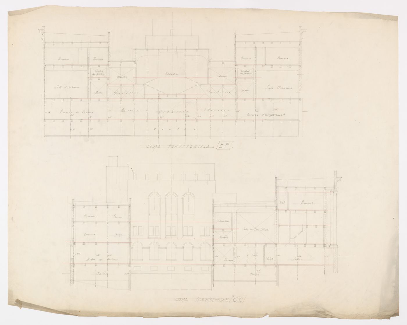 Coupe transversale et longitudinale, Annexe au Palais de Justice de Montréal, Montréal, Canada