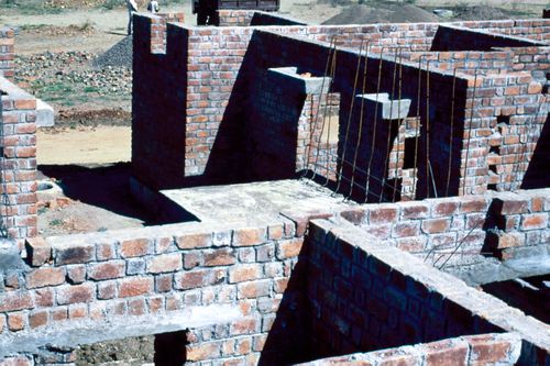 View of McGill's plot during construction at Aranya for the Aranya Housing Project, Indore, India