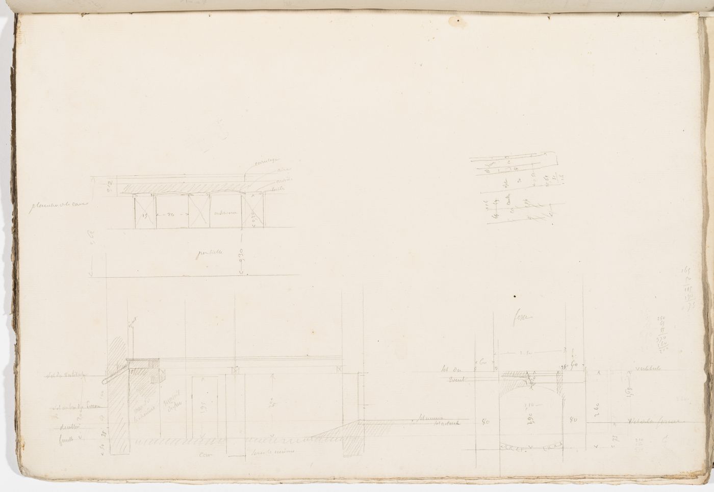 Project no. 9 for a country house for comte Treilhard: Partial sections; verso: Project no. 9 for a country house for comte Treilhard: Plan