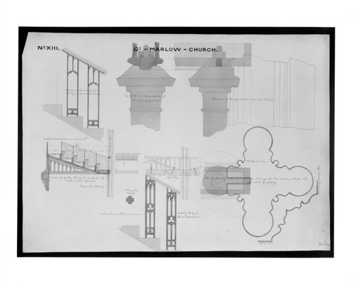 Marlow Church - No.XIII Sections, Details - Stairs, Columns, etc.