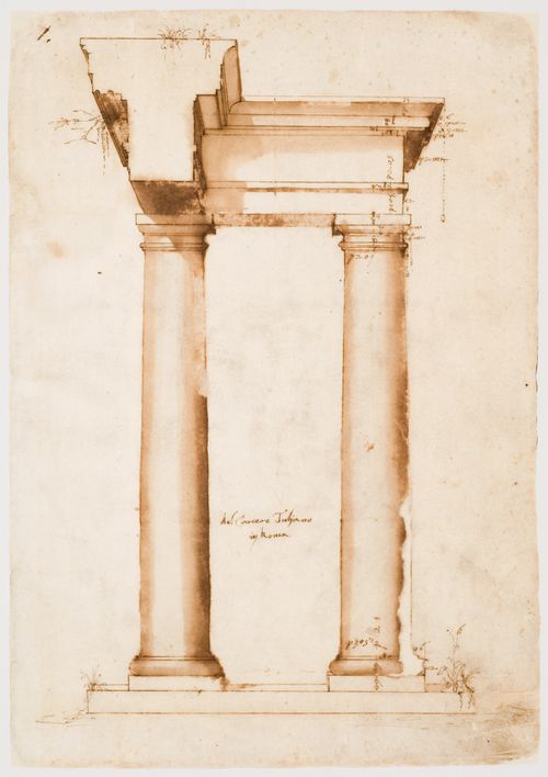 Reconstruction of the order of the southern (Doric) temple on the Forum Holitorium, Rome