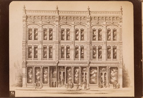 Photograph of a rendering of or for the principal façade of Dundee Block (now demolished), 398 Main Street, Winnipeg, Manitoba, Canada