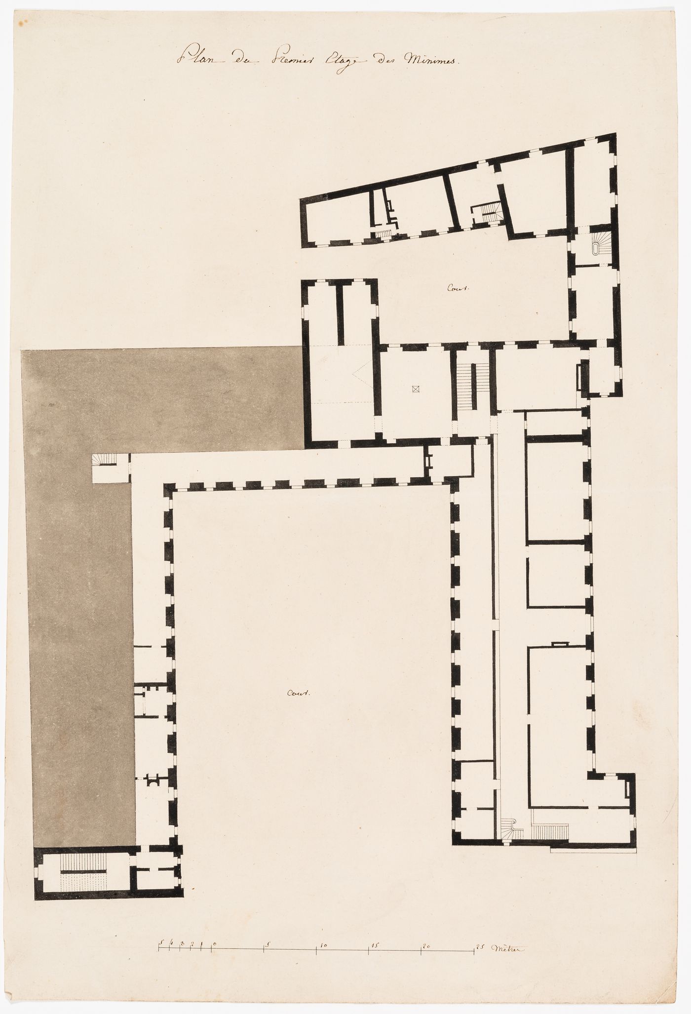 Project for alterations to the Caserne des Minimes, rue des Minimes: First floor plan