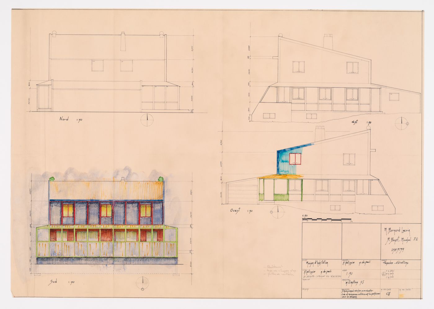 Façades, élévations, Maison Bernard Laurin, Saint-Benoît, Mirabel, Québec, Canada