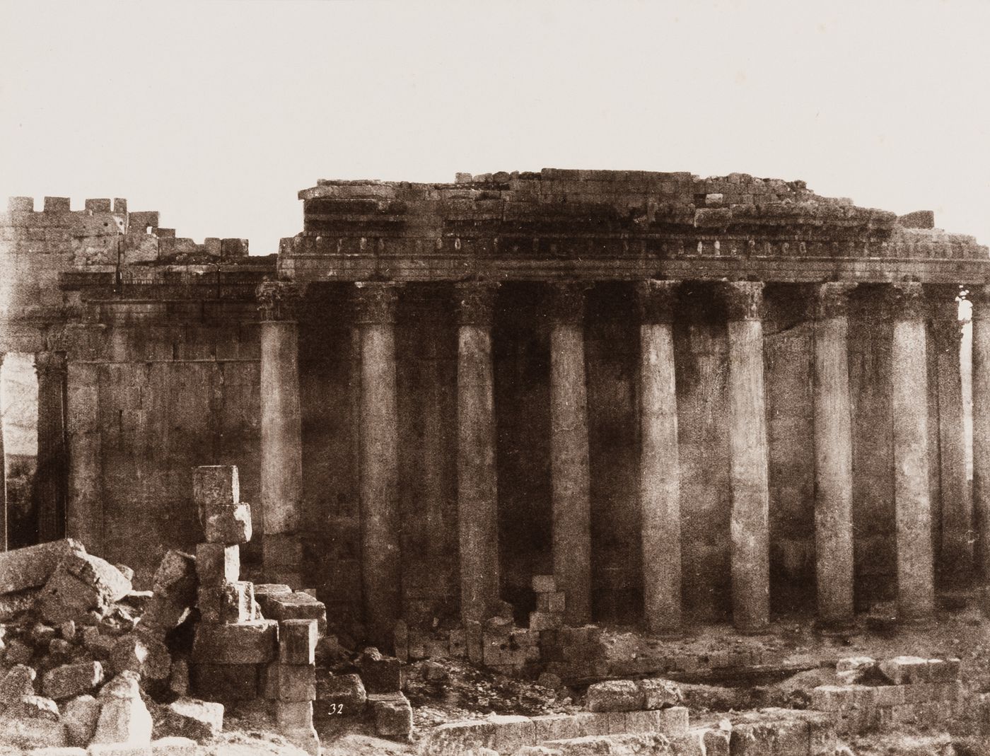 View of the ruins of the north façade of the Temple to Jupiter, Baalbek, Ottoman Empire (now in Lebanon)