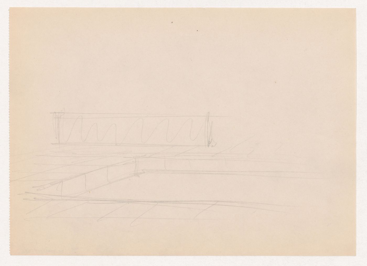 Interior perspective sketch for Museum for a Small City showing the shallow recessed area