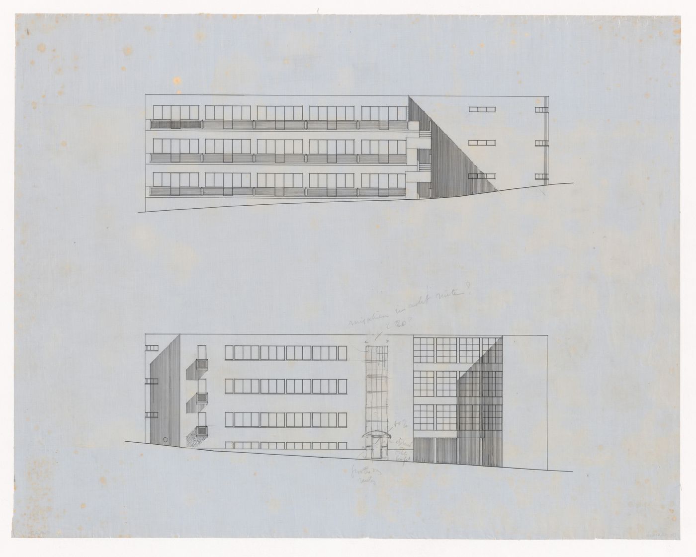 Elevations for Three-Family House, Brno, Czechoslovakia (now Czech Republic)