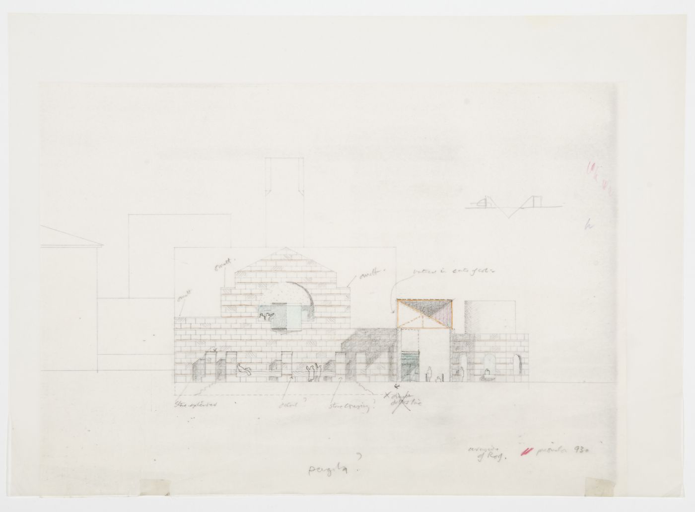 Center for Theatre Arts, Cornell University, Ithaca, New York: sectional elevation
