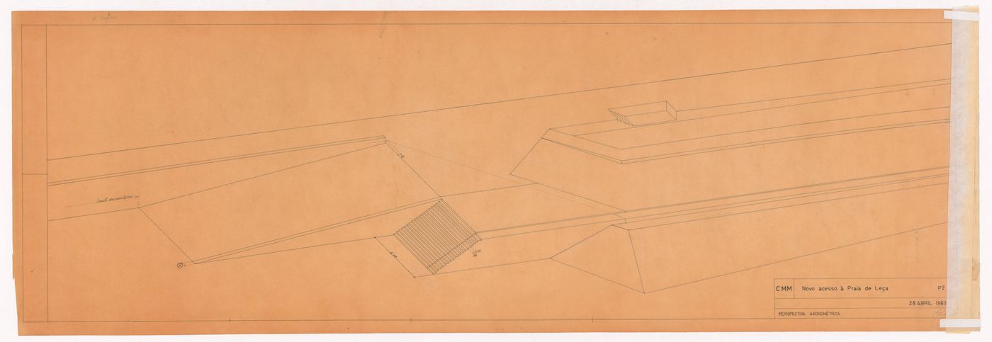 New access to Praia de Leça axonometric drawing for Plano Urbanístico para a Marginal de Leça e Zona da Boa Nova, Leça da Palmeira, Matosinhos, Portugal