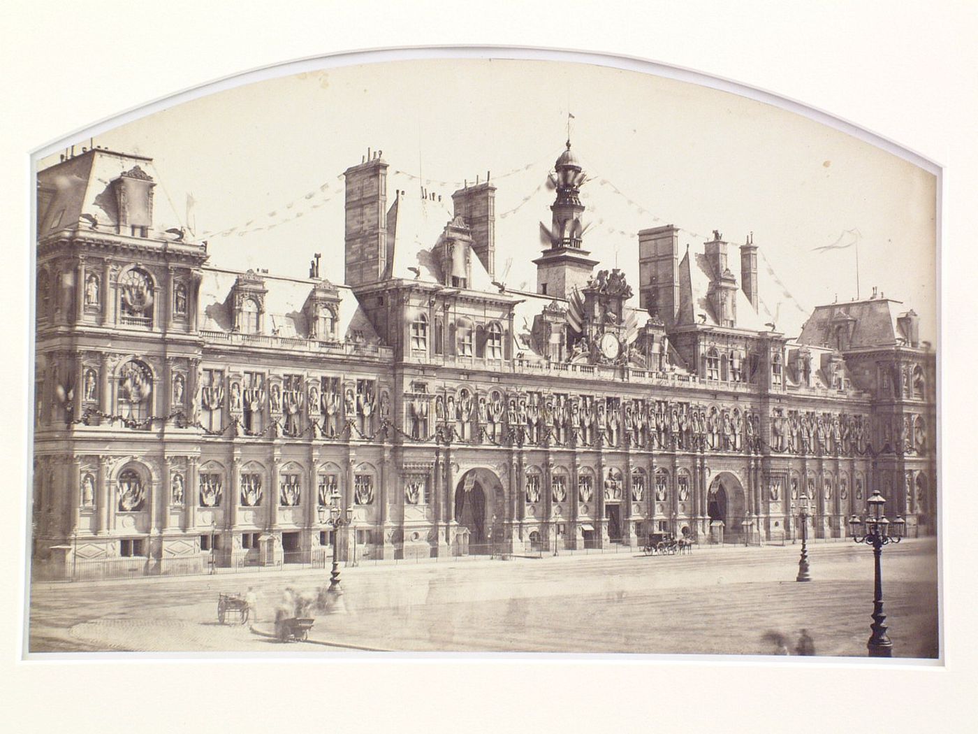 Exterior view of hotel de Ville, before the fire, Paris, France
