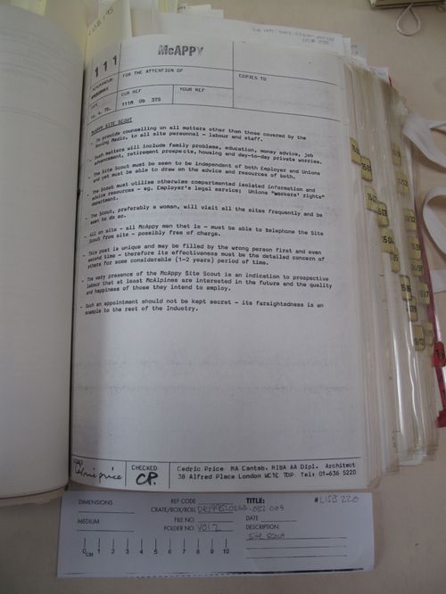 Memorandum: McAppy Site Scout (from McAppy report. Office copy, volume 2)