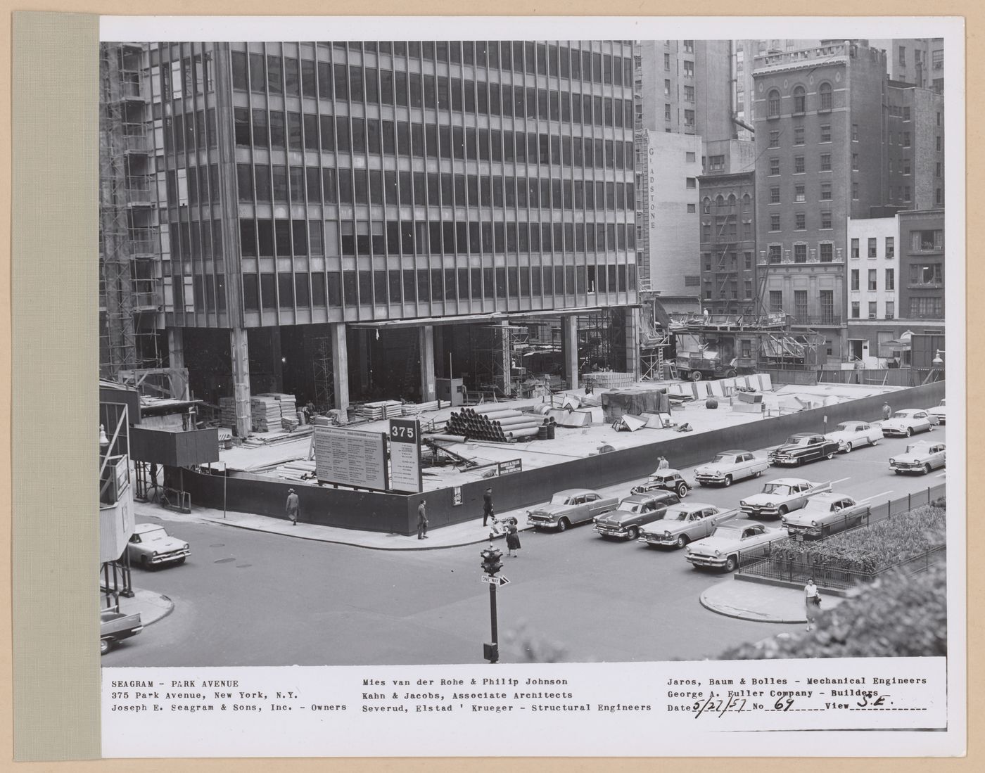 Seagram building under construction, 375 Park avenue, New York, N.Y., south-east view