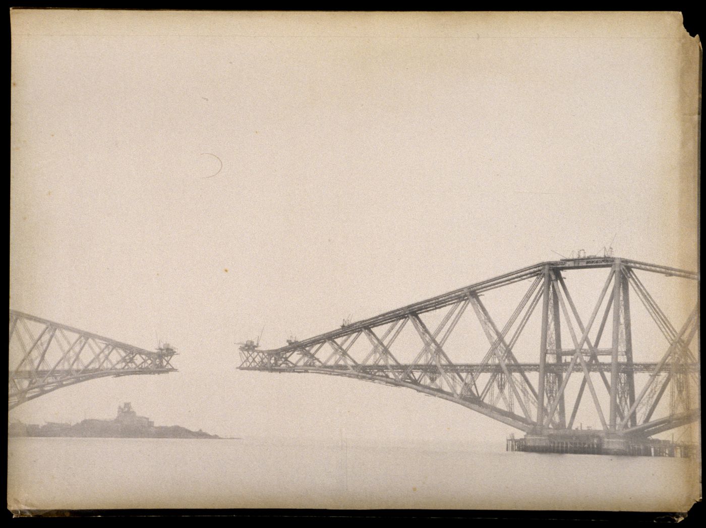 View of the Forth Bridge under construction, Firth of Forth, Scotland