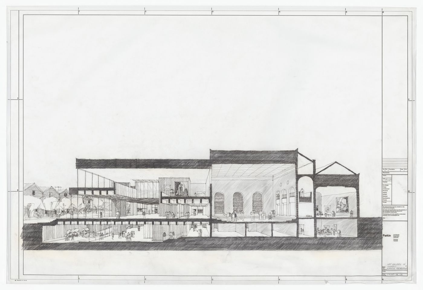 Interior presentation perspective for Henry Moore Sculpture Centre, Art Gallery of Ontario, Stage I Expansion, Toronto