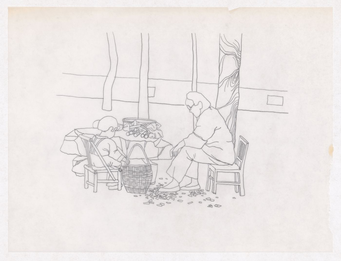 Illustration showing the traditional living patterns for the Sichuan housing project for "Housing a Billion: Urban Upgrading: Design Ideals for Rural China" publication
