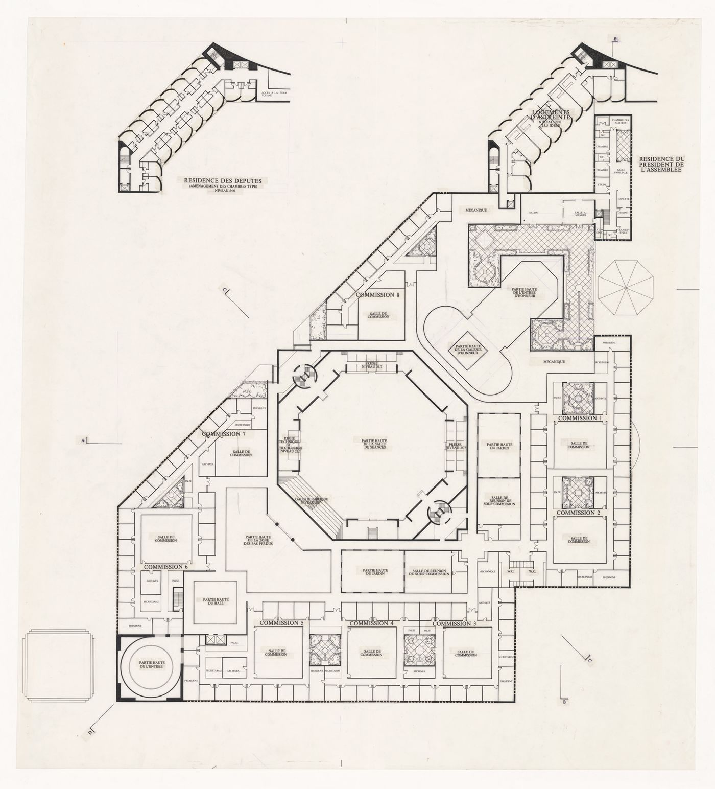 Plans for Assemblée populaire nationale [National People's Assembly], Algiers, Algeria