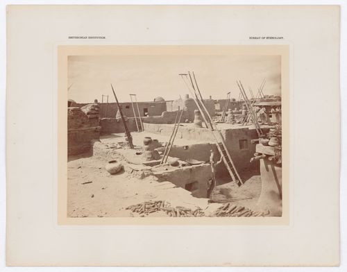 View of Zuni showing rooftop cooking areas, New Mexico, United States