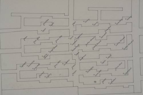 Site plan showing planting for the Aranya Housing Project, Indore, India