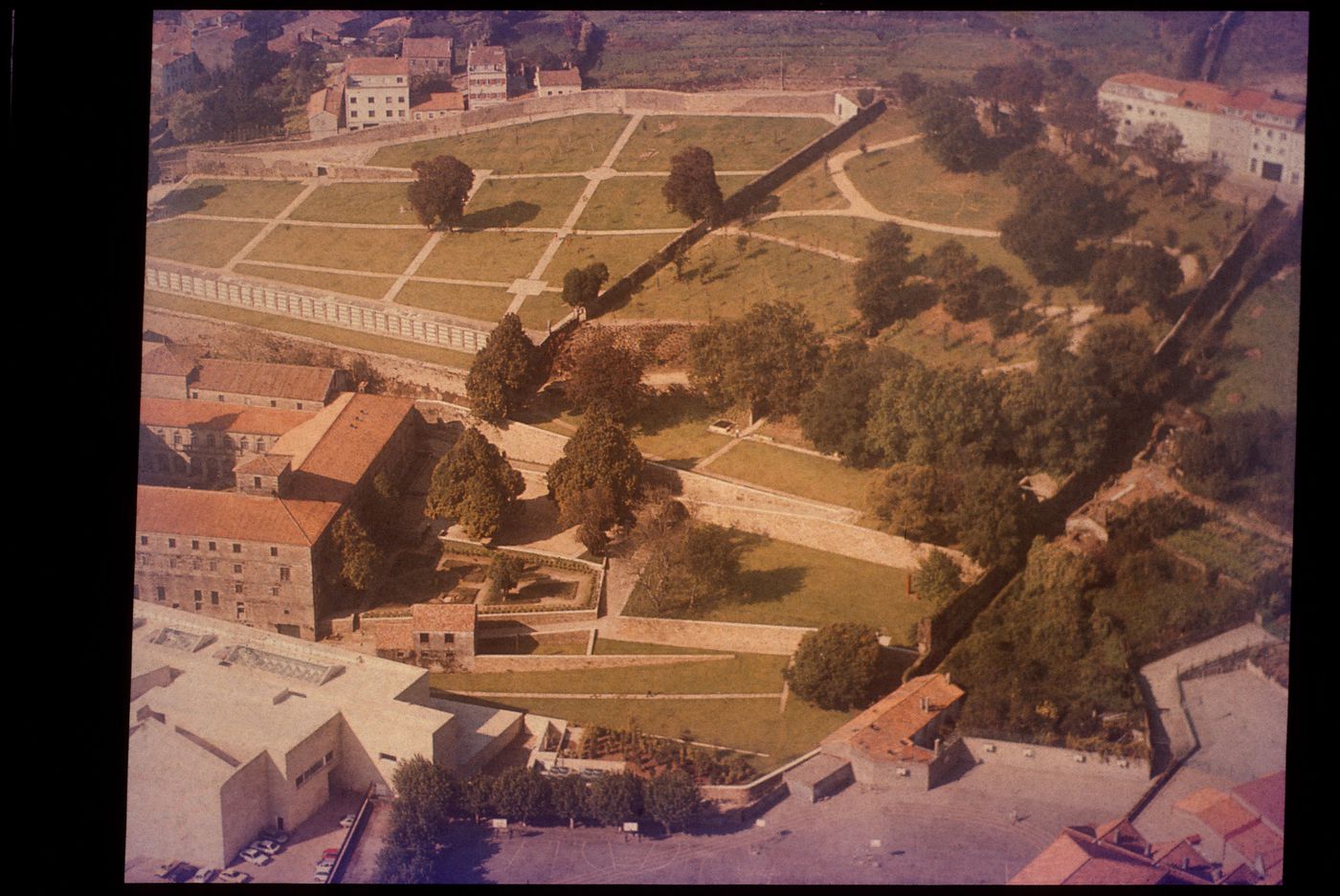 Exterior view of Centro Galego de Arte Contemporânea and surrounding area, Santiago de Compostela, Spain