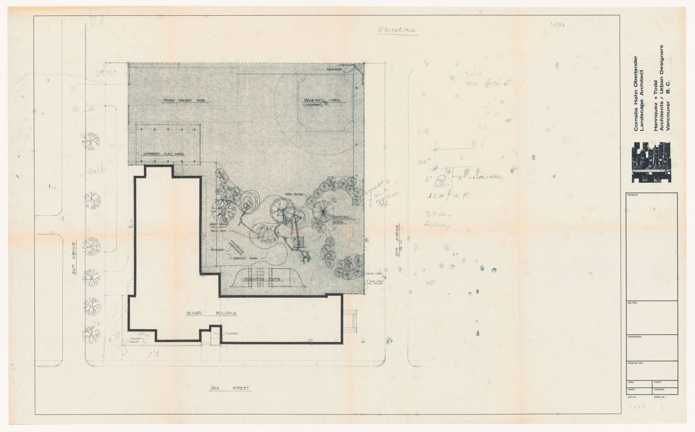 Site plan for Talmud Torah School Playground, Vancouver, British Columbia